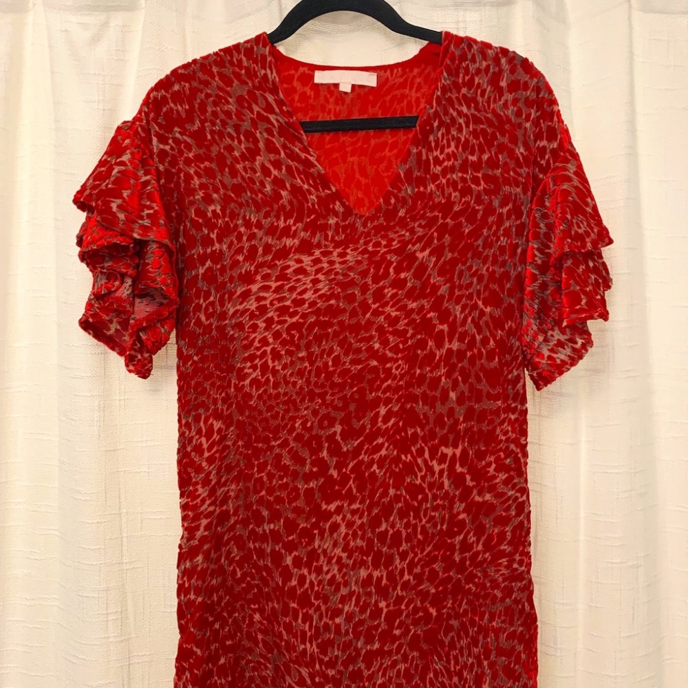 Karlie Red Velvet Animal Cheetah Dress